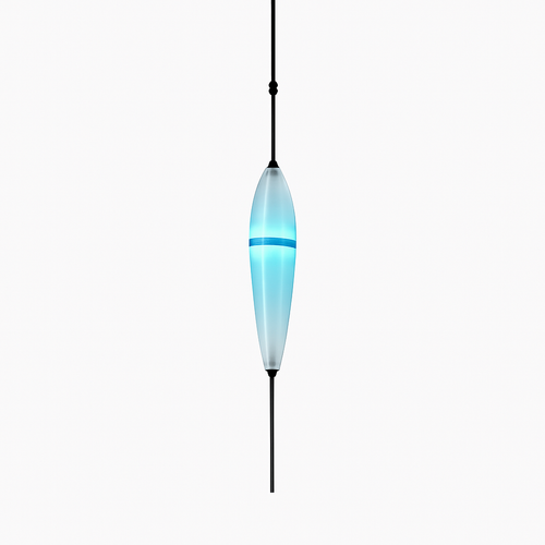 Suspension design moderne en verre en forme de goutte bleue