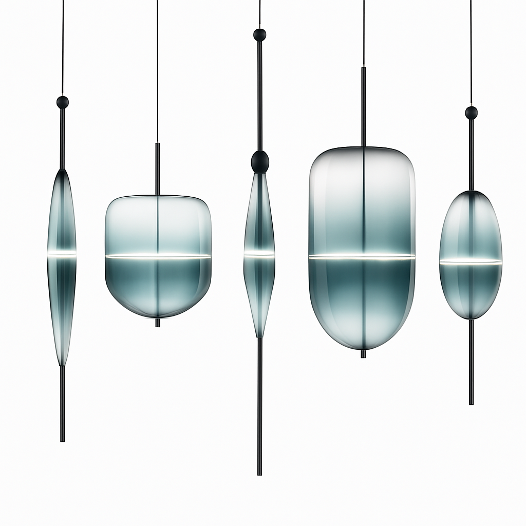 Suspension design moderne en verre en forme de goutte bleue - vue 4 sur 19