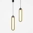 Suspension design moderne LED en anneau allongé noir ou doré Hang