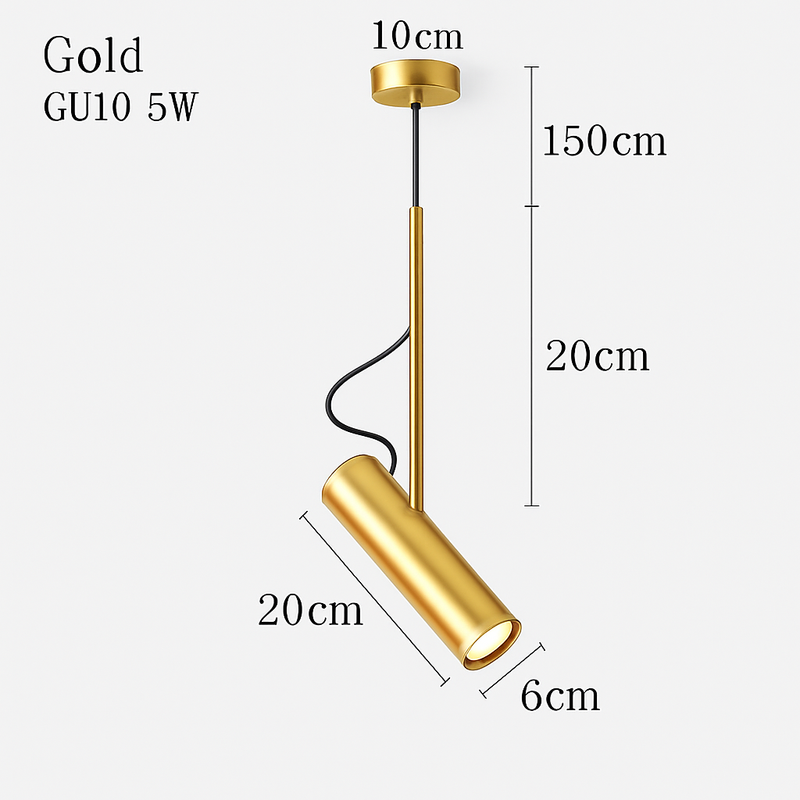 Suspension design spot orientable et tige dorée