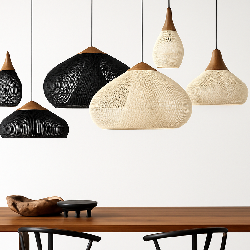 Suspension design Vintage en rotin fait à la main