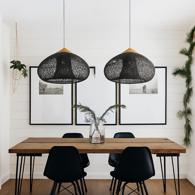 Suspension design Vintage en rotin fait à la main