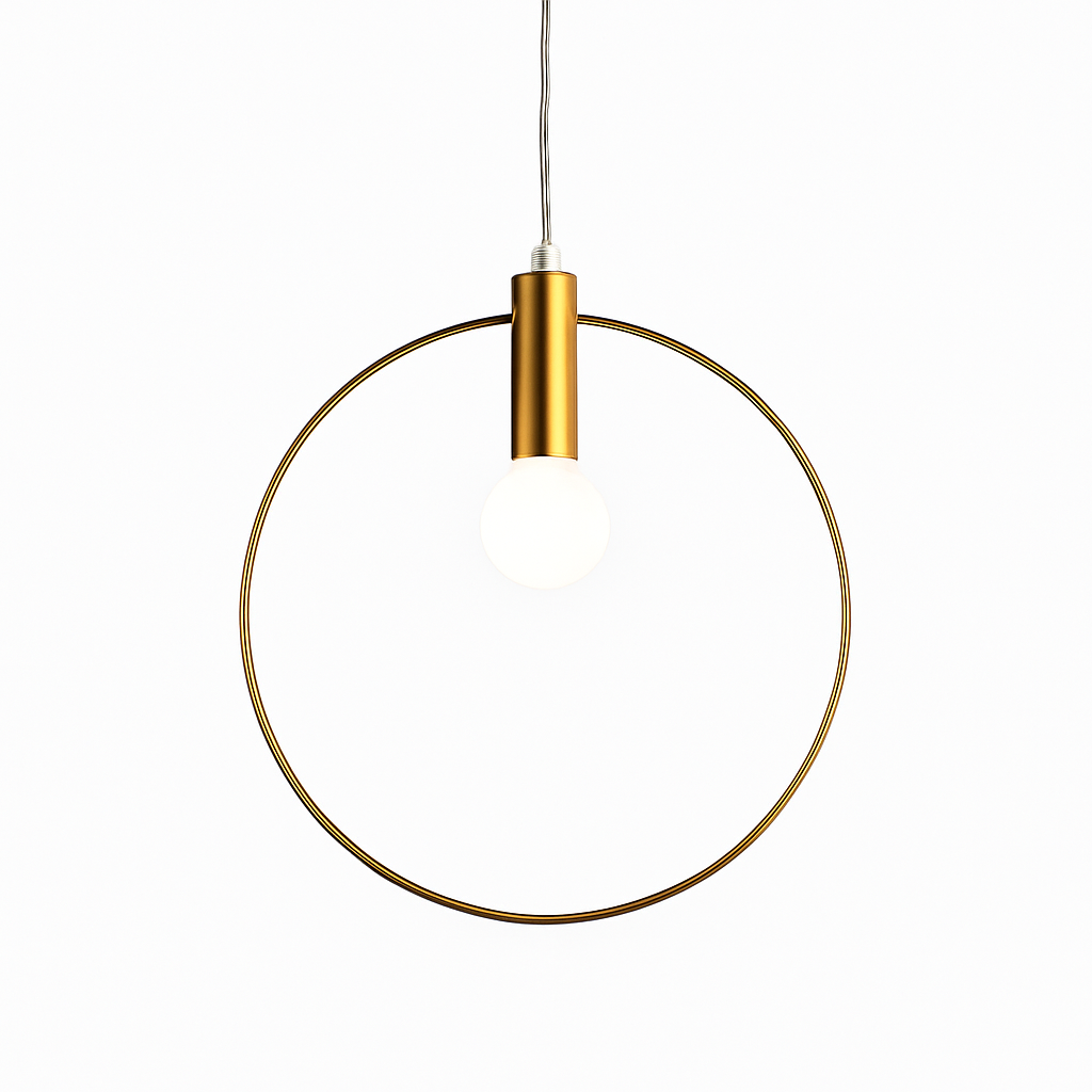 Suspension dorée à LED en forme de rond - vue 7 sur 7