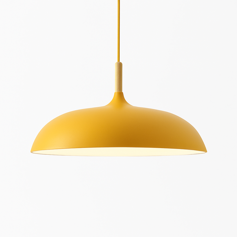 Suspension en aluminium de couleur et tige en bois Wood