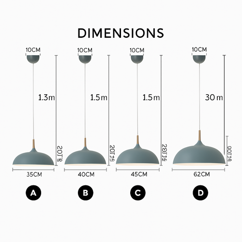 Suspension en aluminium de couleur et tige en bois Wood