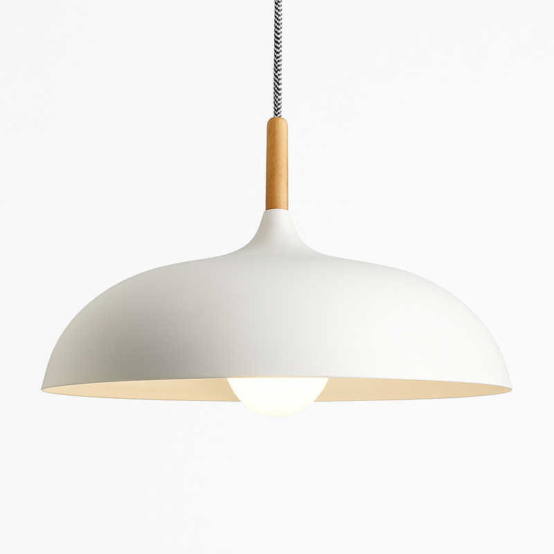 Suspension en aluminium de couleur et tige en bois Wood