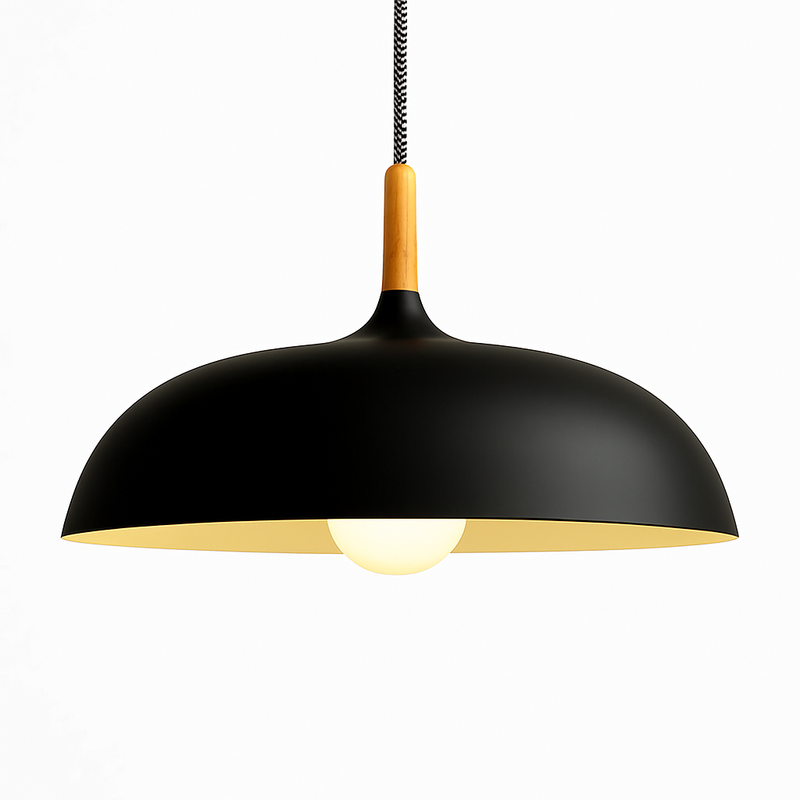 Suspension en aluminium de couleur et tige en bois Wood