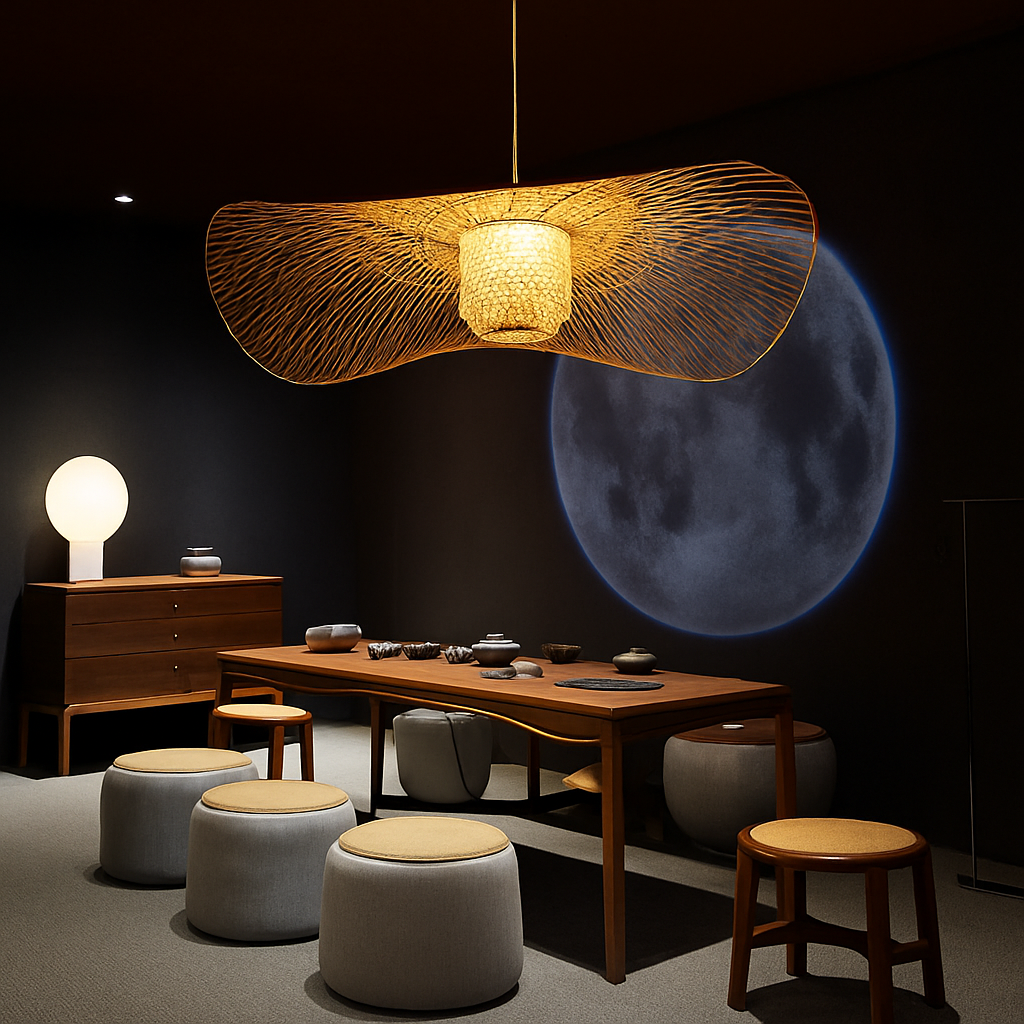 Suspension en bambou de style japonais créative pour salle à manger de restaurant E27 - vue 5 sur 7