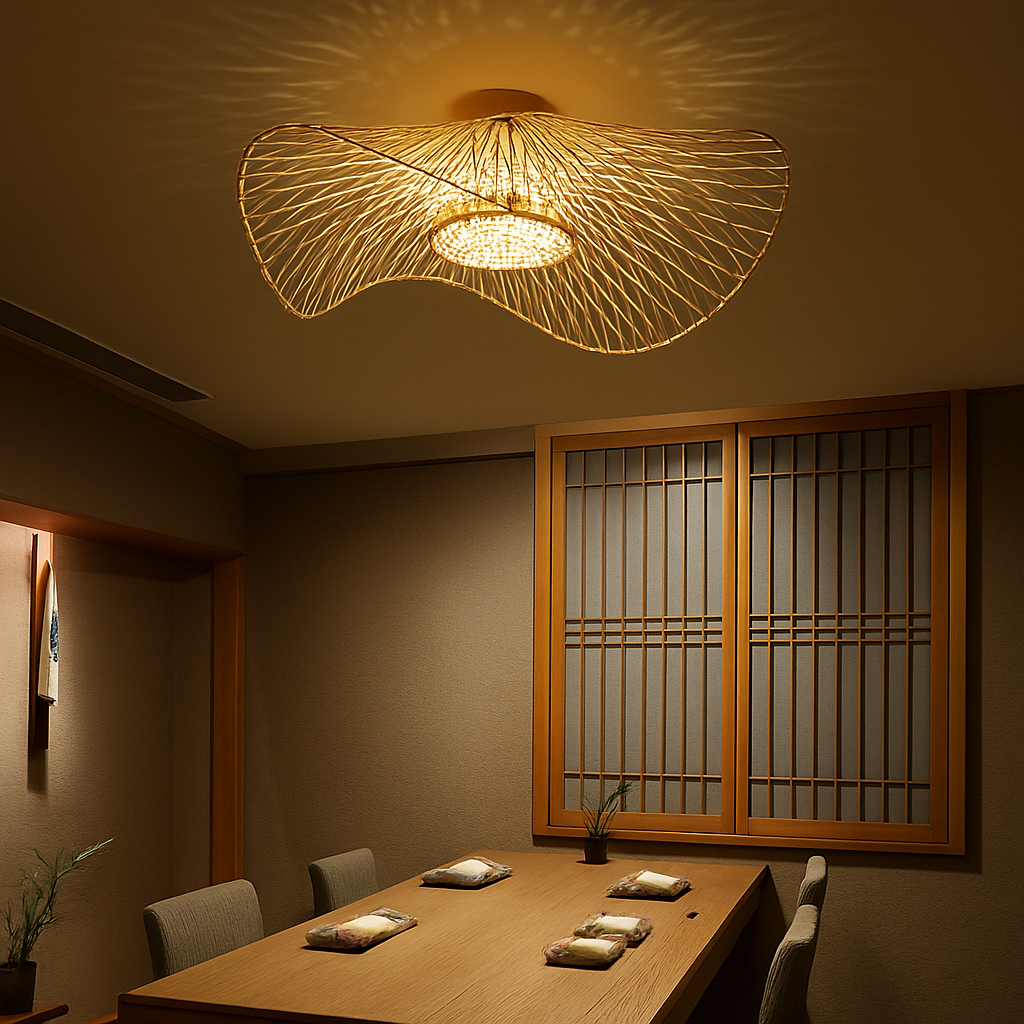 Suspension en bambou de style japonais créative pour salle à manger de restaurant E27 - vue 8 sur 7