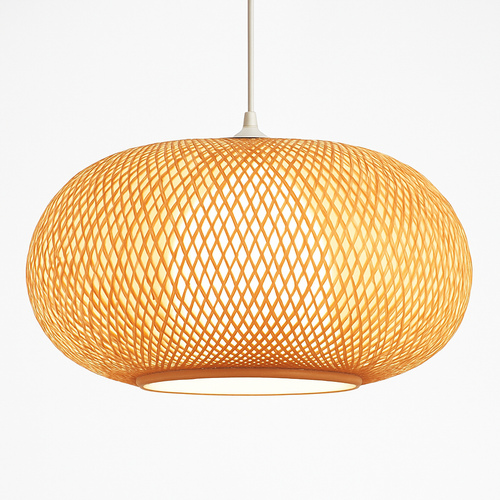 Suspension en rotin LED avec abat-jour arrondi