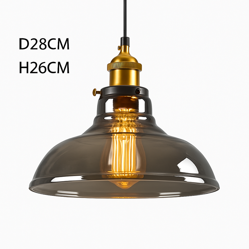 Suspension en verre fumé Vintage