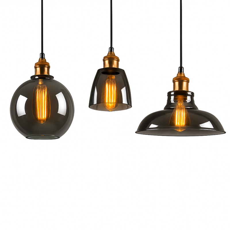 Suspension en verre fumé Vintage