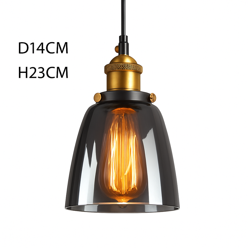Suspension en verre fumé Vintage