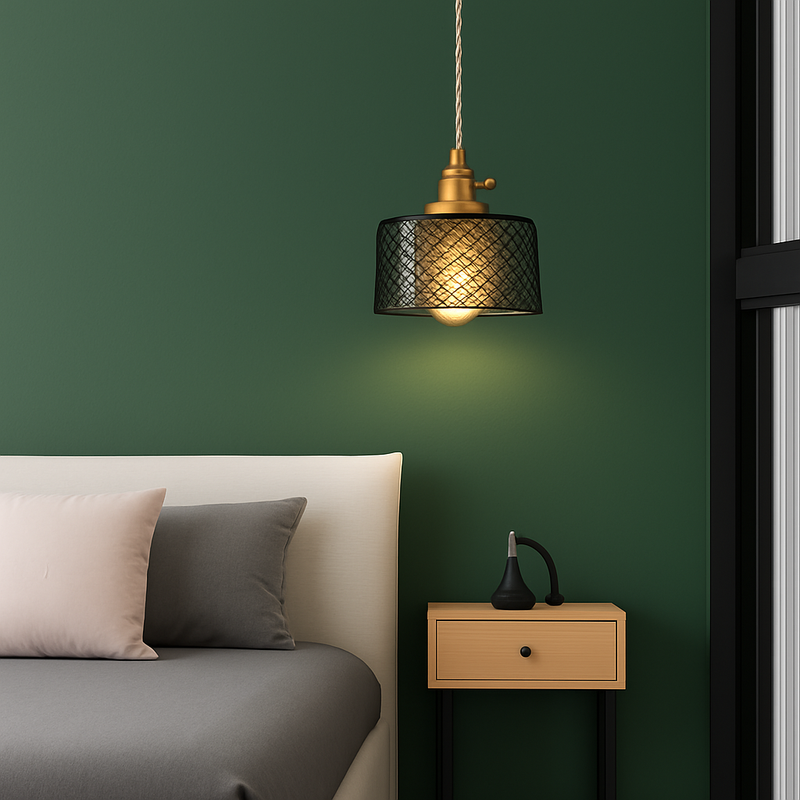 Suspension en verre vert scandinave