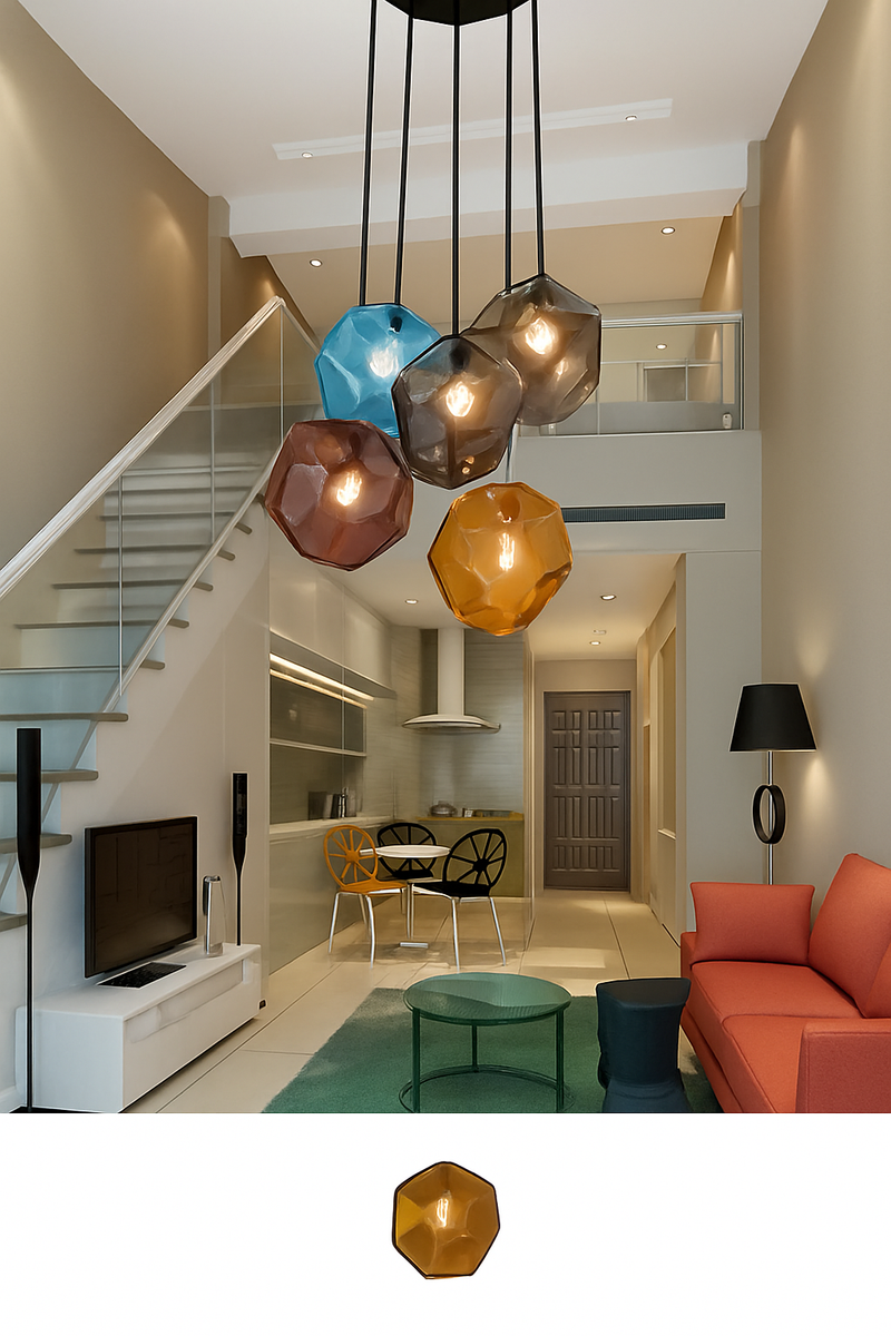 Suspension LED design en verre de couleur Stone