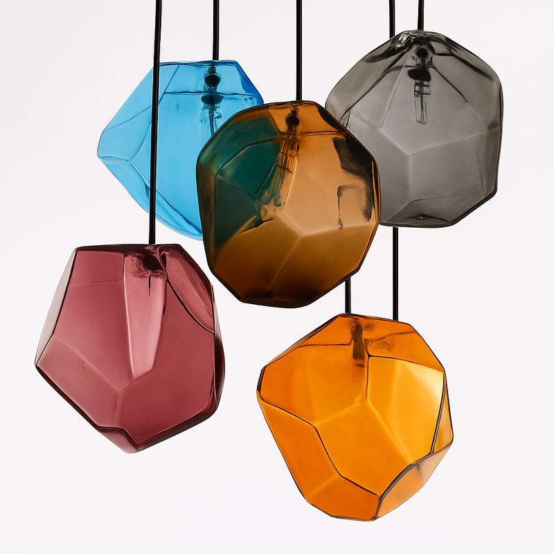 Suspension LED design en verre de couleur Stone