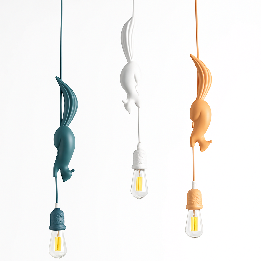 suspension LED design nordique animal écureuil en résine décoratif - vue 3 sur 9