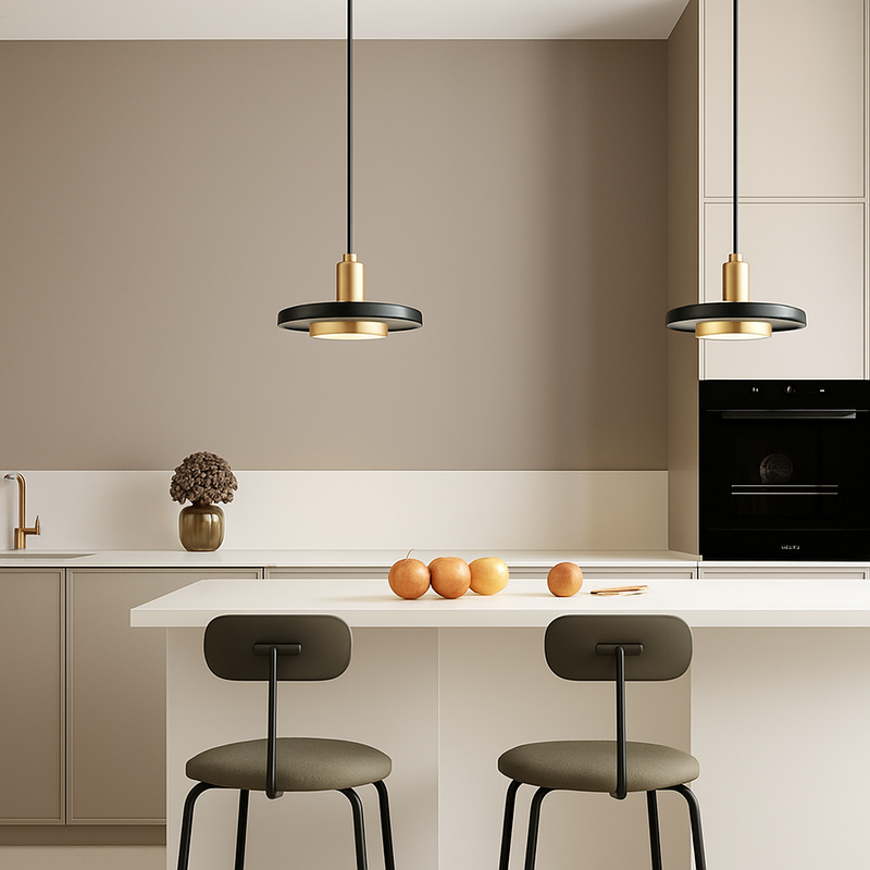 suspension LED design nordique en fer et marbre pour intérieur