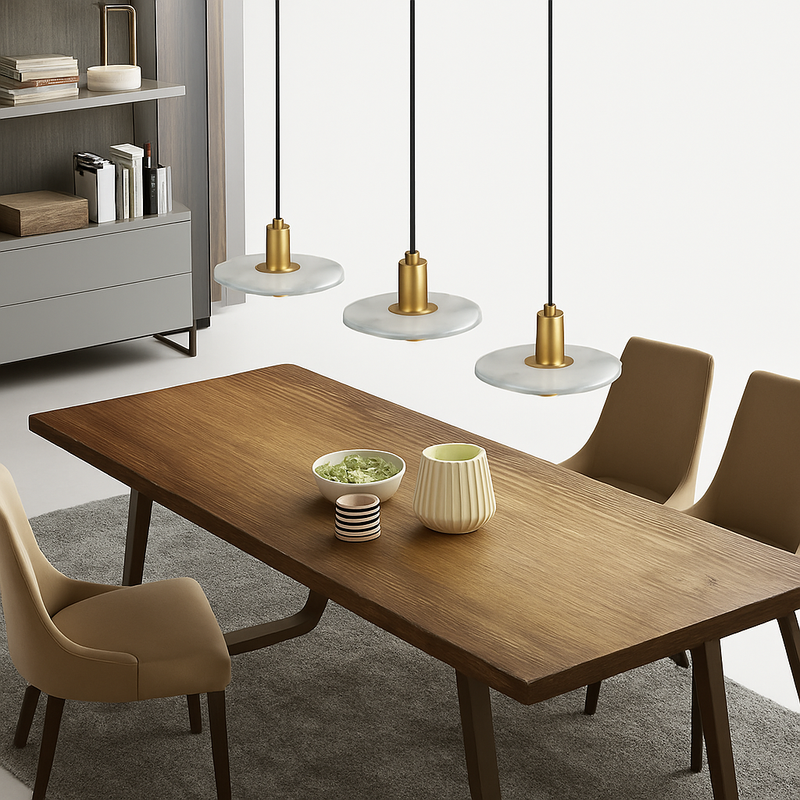 suspension LED design nordique en fer et marbre pour intérieur