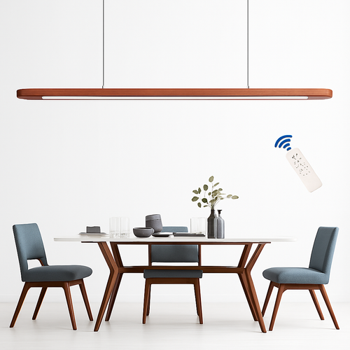 Suspension LED en bois au design nordique moderne ovale à longue bande