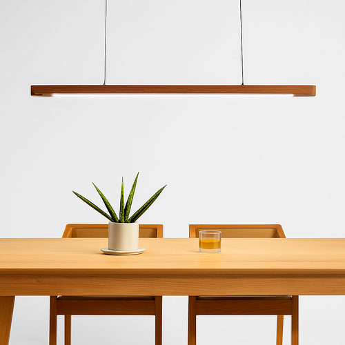 Suspension LED en bois au design nordique moderne ovale à longue bande