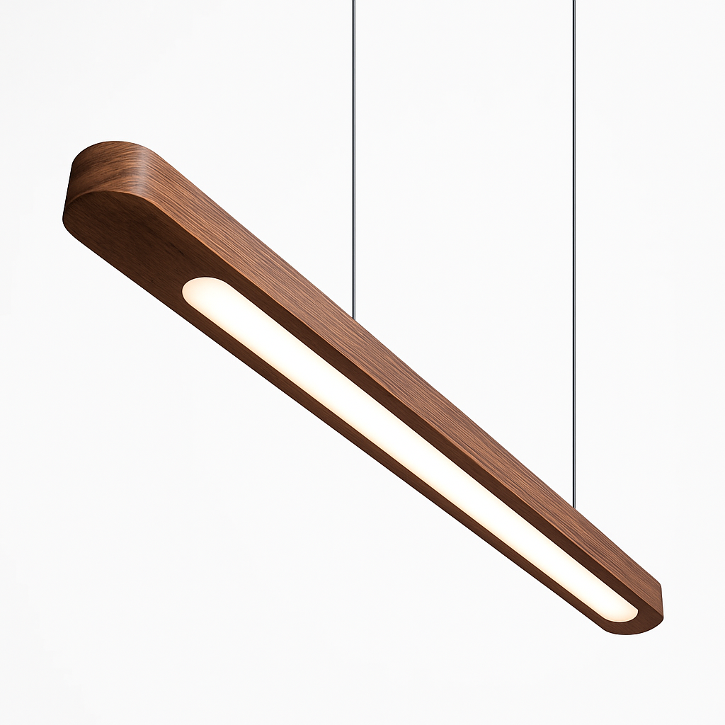 Suspension LED en bois au design nordique moderne ovale à longue bande - vue 7 sur 10