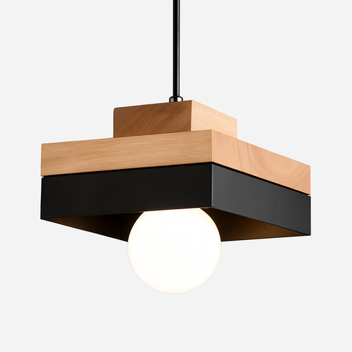 Suspension LED en bois (carré ou rond)