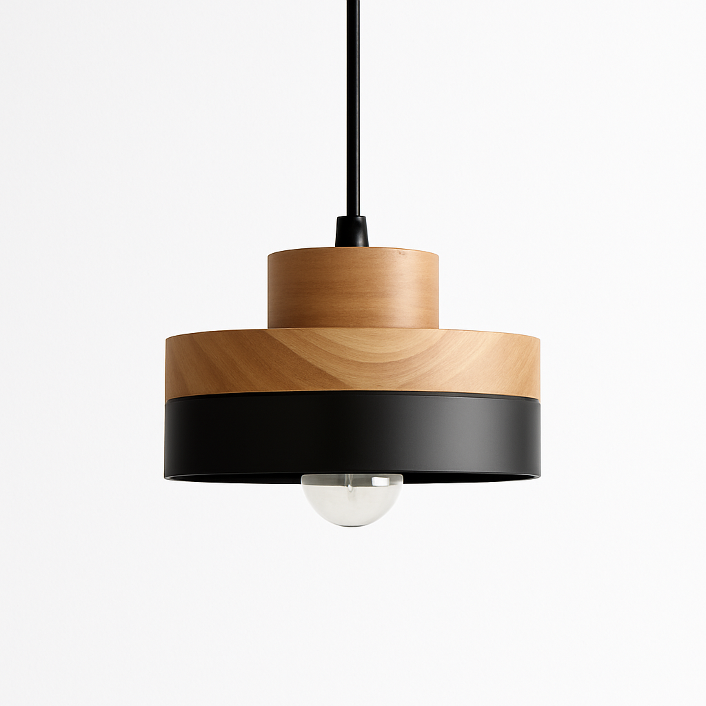 Suspension LED en bois (carré ou rond) - vue 7 sur 8