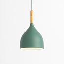 Suspension LED en métal coloré et baton en bois Nordic