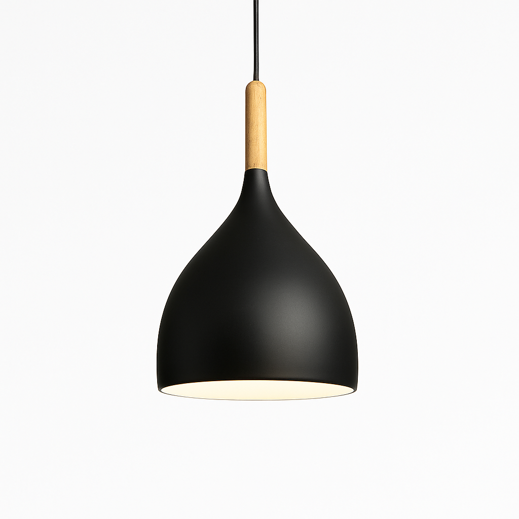 Suspension LED en métal coloré et baton en bois Nordic - vue 15 sur 29