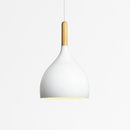 Suspension LED en métal coloré et baton en bois Nordic