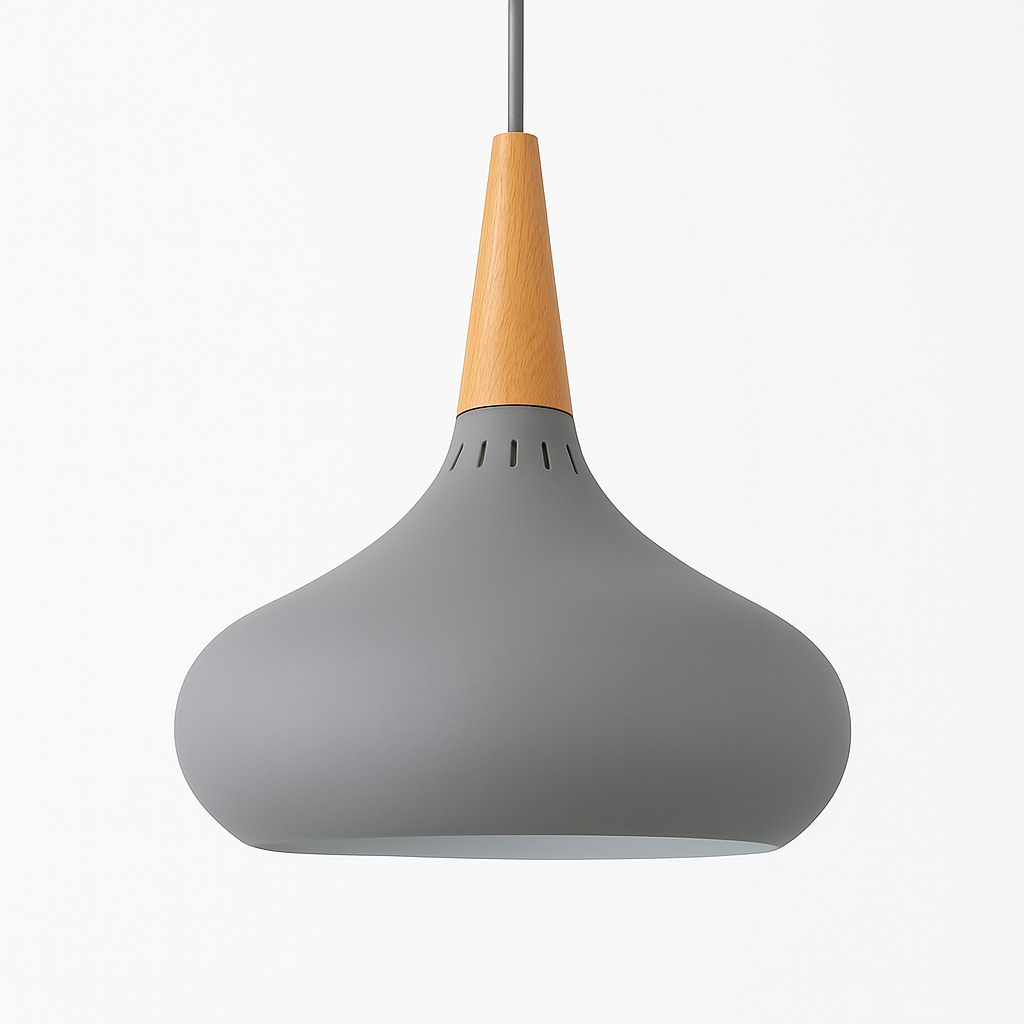 Suspension LED en métal et tige en bois Loft - vue 10 sur 13