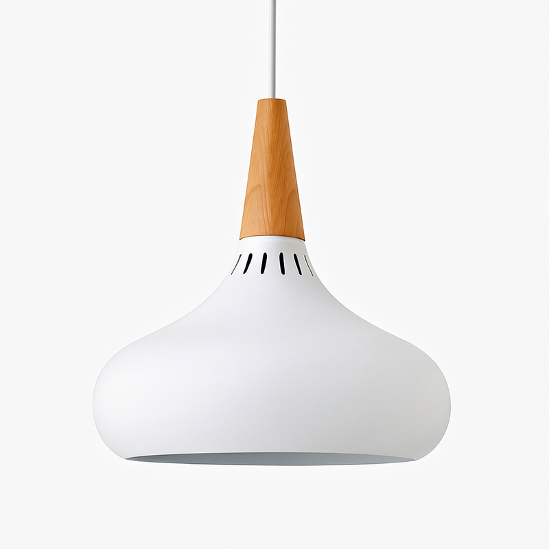 Suspension LED en métal et tige en bois Loft