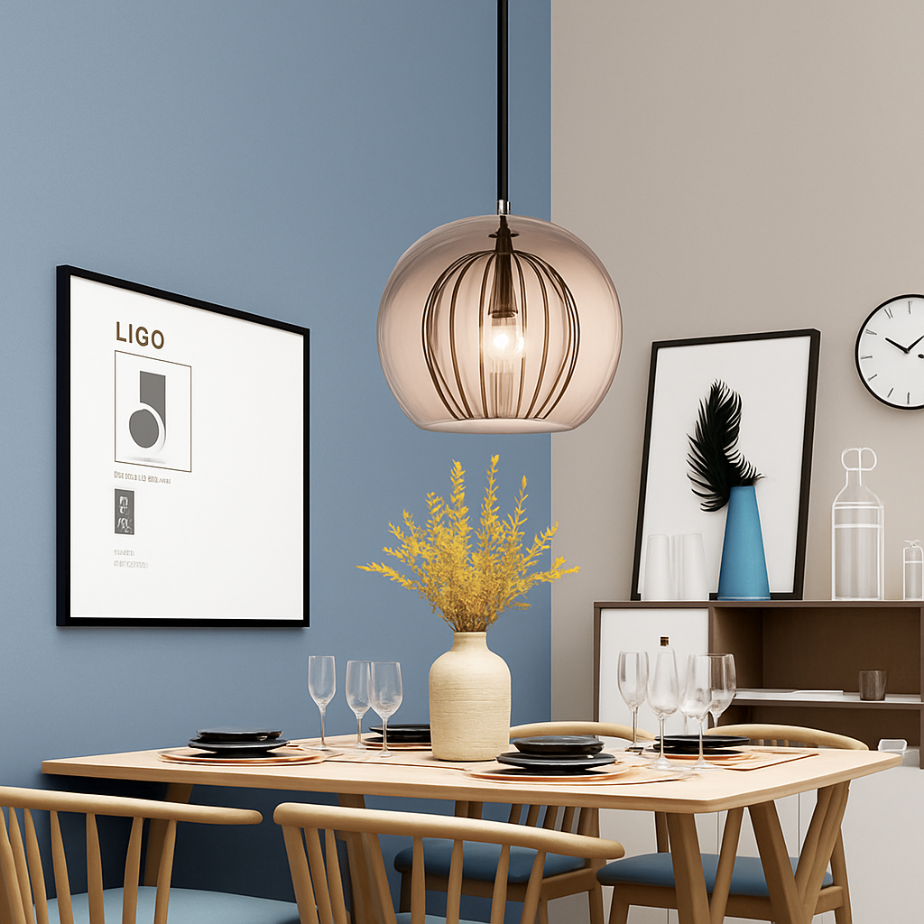 Suspension LED en verre au design nordique gris fumé - vue 5 sur 15