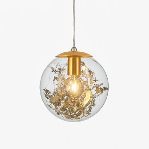 Suspension LED en verre avec fleurs dorée Kevin Reilly