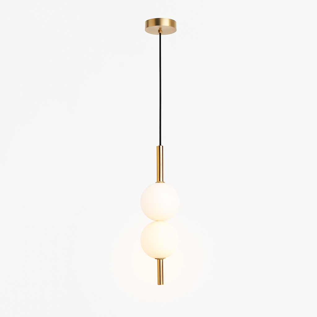 Suspension LED tube doré et boule - vue 6 sur 12