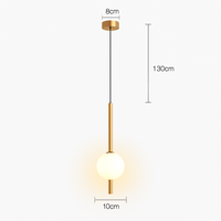 Suspension LED tube doré et boule