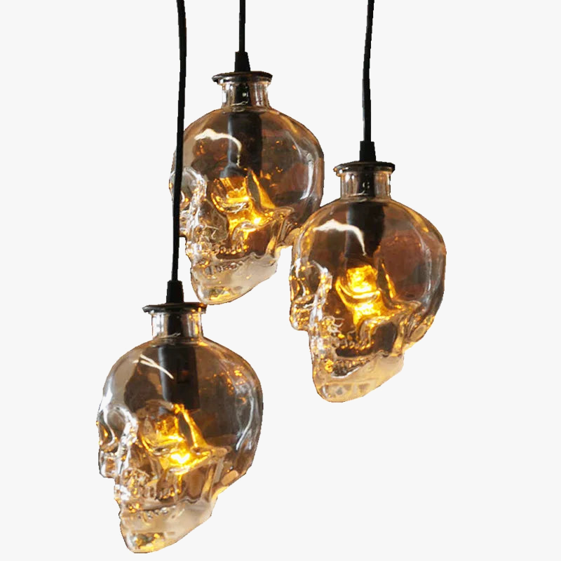 suspension loft américain rétro avec lampe crâne en bouteille de vin led