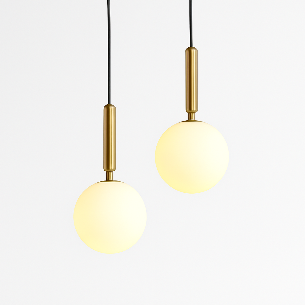 suspension luxueuse avec abat-jour en boule dorée