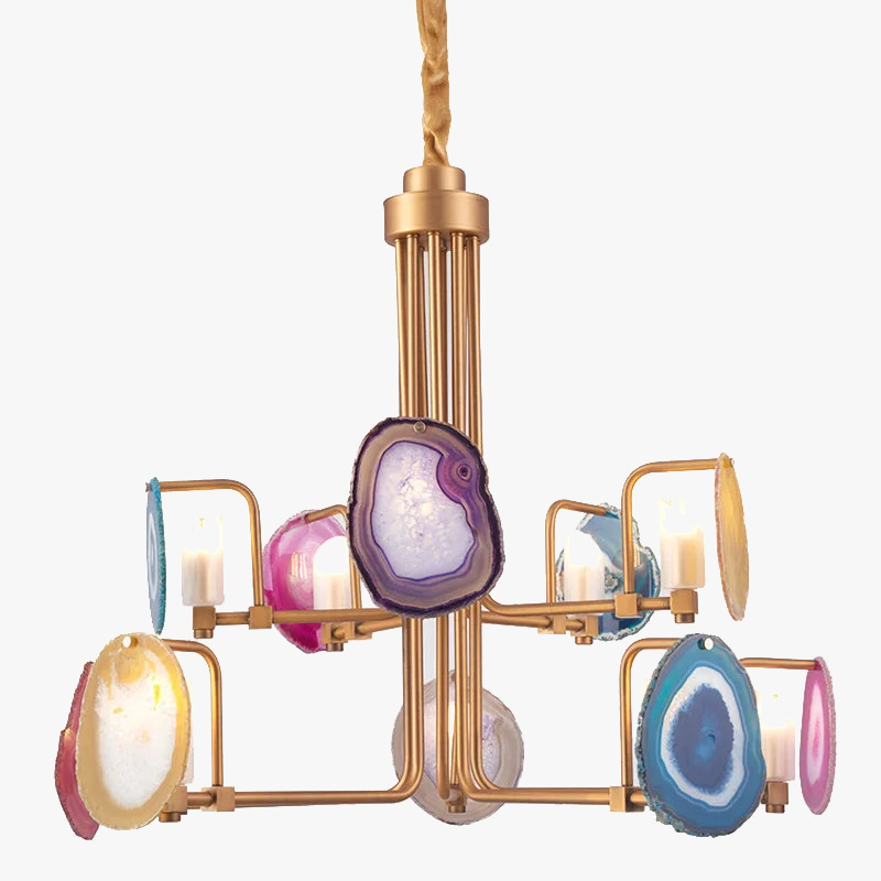 suspension moderne en agate colorée design nordique pour décoration intérieure