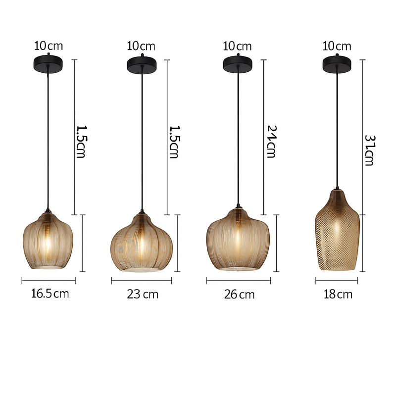 Suspension moderne en verre fumé (plusieurs formes) Guezra