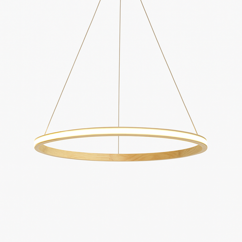 Suspension moderne LED avec anneau en bois lumineux Ibarne