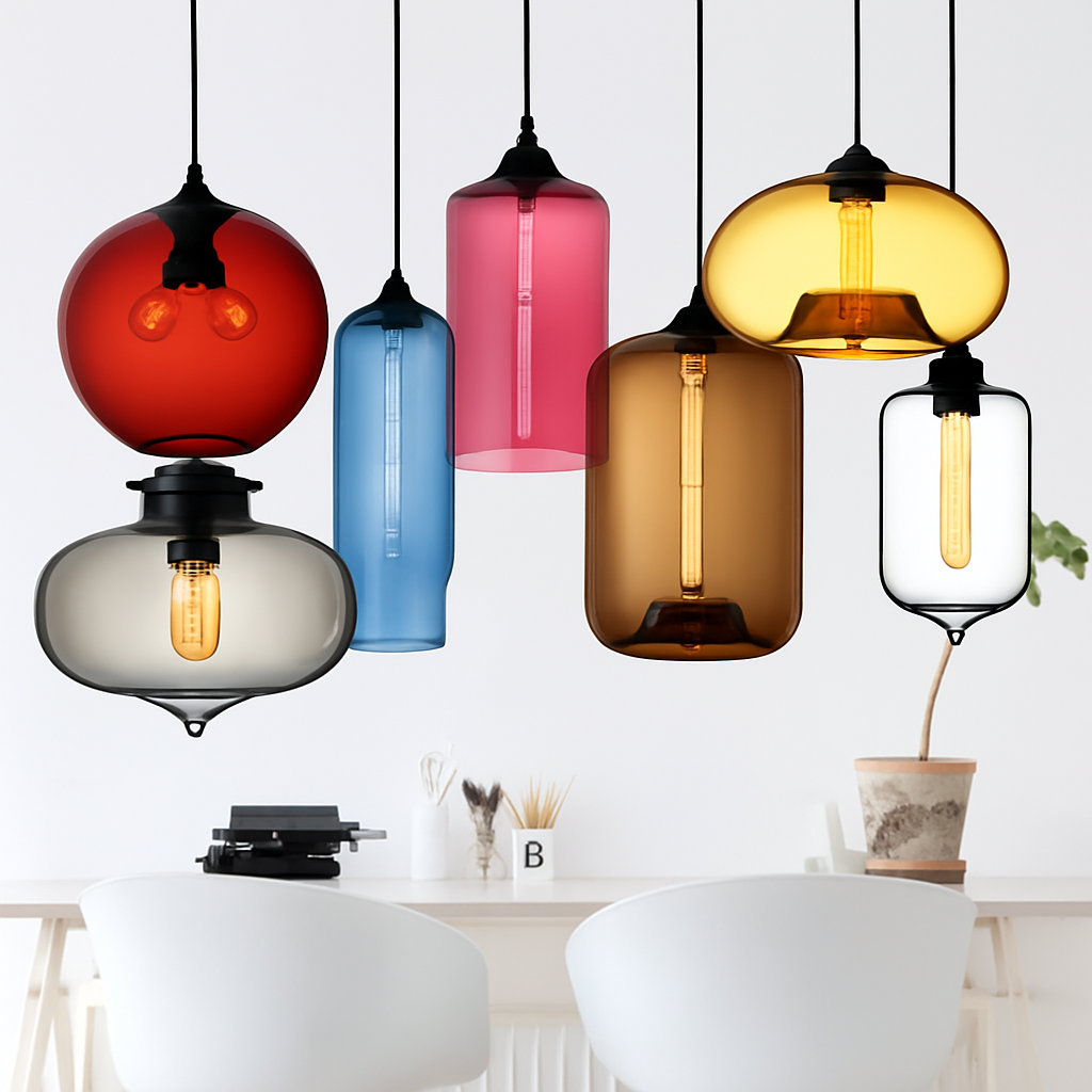 suspension moderne loft luminaire en verre multicolore vintage