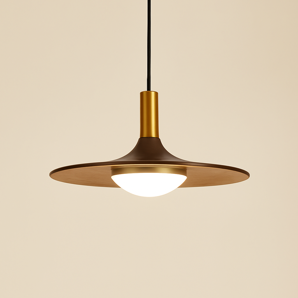 suspension nordique en bois et cuivre soucoupe volante pour intérieur