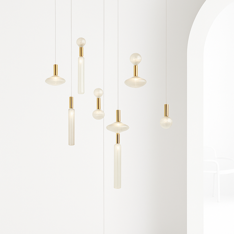 suspension nordique en verre transparent pour éclairage décoratif