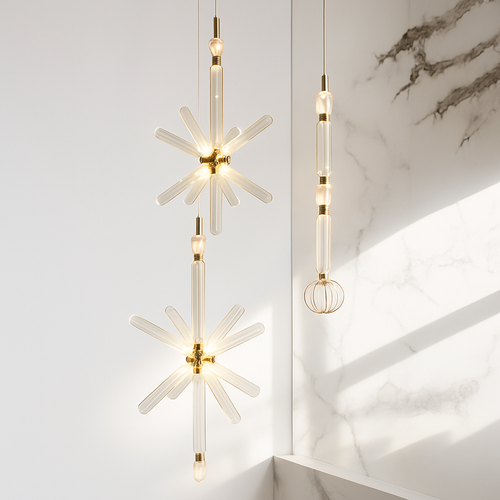 suspension nordique en verre transparent pour éclairage décoratif