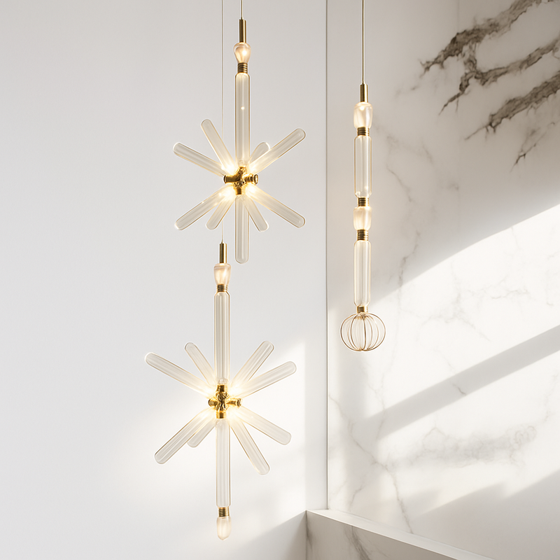 suspension nordique en verre transparent pour éclairage décoratif