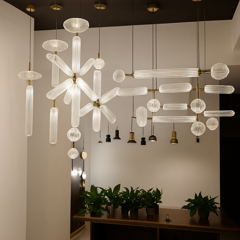 suspension nordique en verre transparent pour éclairage décoratif