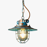 Suspension rustique led fer verre rétro industriel