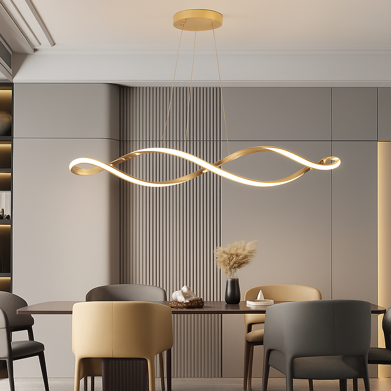 Suspension Suspension LED Lustres LED modernes pour salle à manger salon chambre L92cm Or / Chrome / Noir Télécommande / Contrôle APP